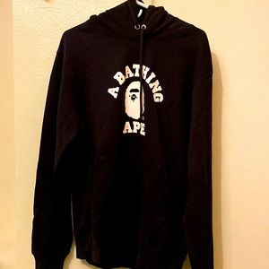 A bathing ape college black and white pullover